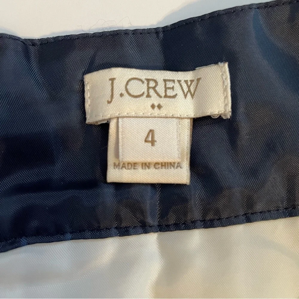 J. Crew Sunburst Chiffon Pleated Navy Blue & White Stripe Skirt B8227 Size 4